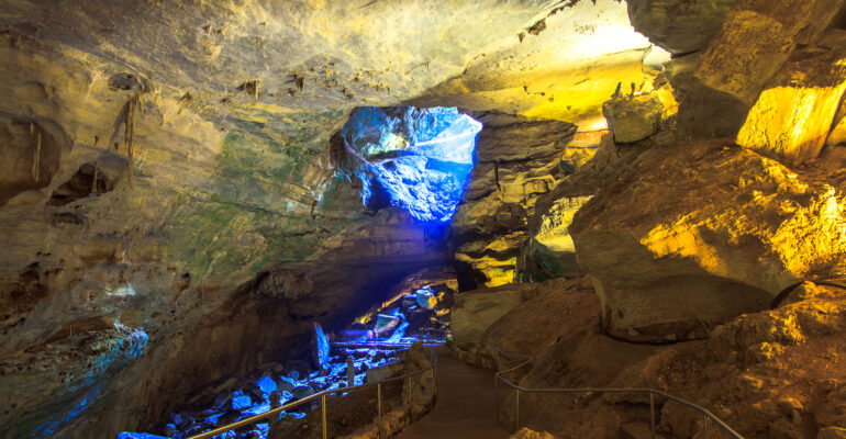 Light seeping in from the natural entrance