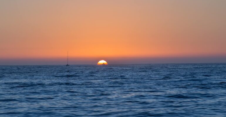Sun sets over the pacific ocean