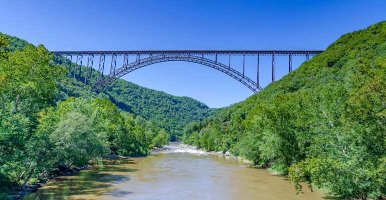 Famous bridge over the New River in Fayetteville, West Virginia