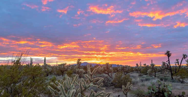 Sunset in Arizona during a cloudy day