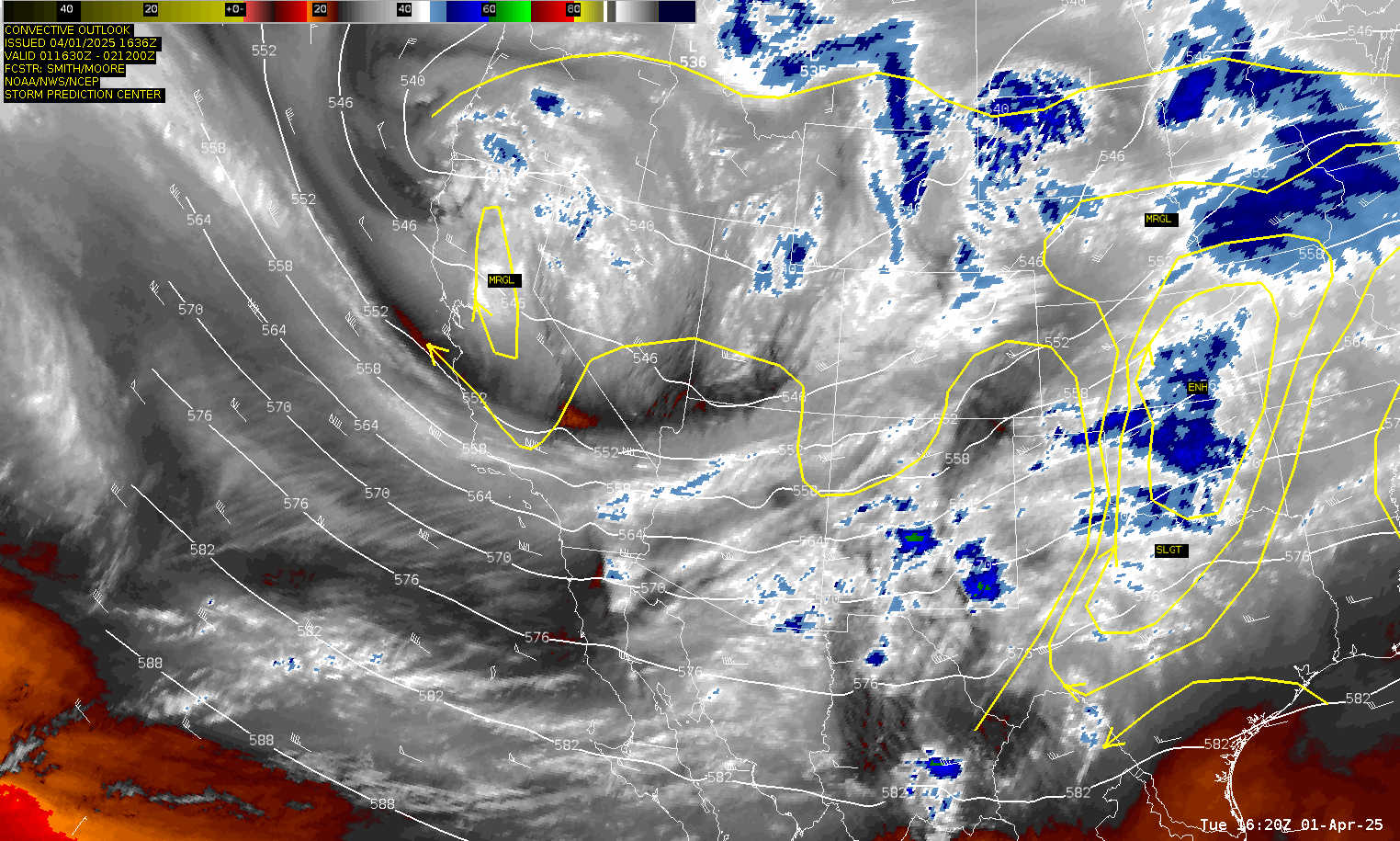 2pm CDT/19Z April 1, 2025 Water Vapor Loop
