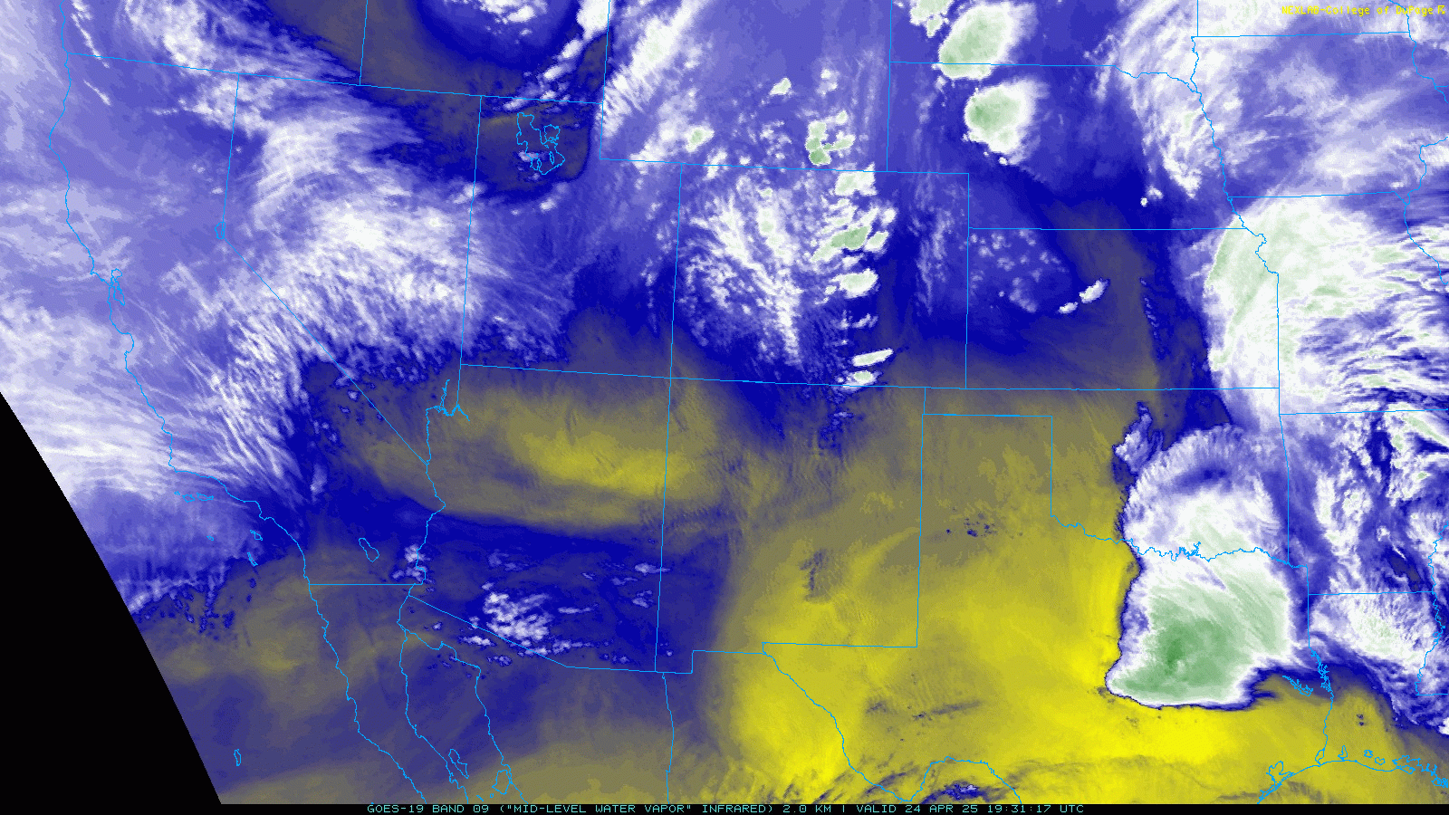 April 24, 2025 - Water Vapor Loop 2145Z/4:45 pm CDT