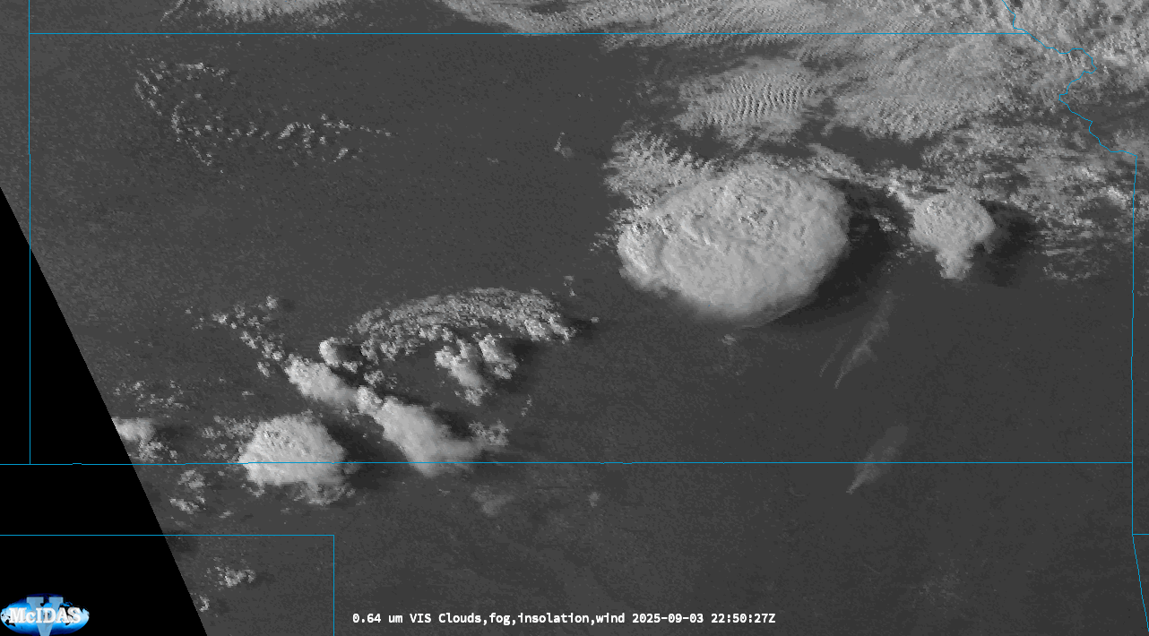Visible Satellite Loop 6pm CDT/23Z September 3, 2025